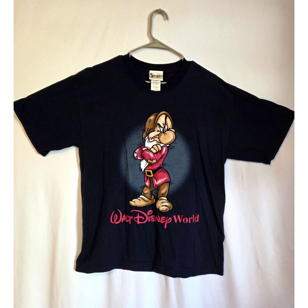 Disney Grumpy T-Shirt Walt Disney World Black Graphic Tee Size Large